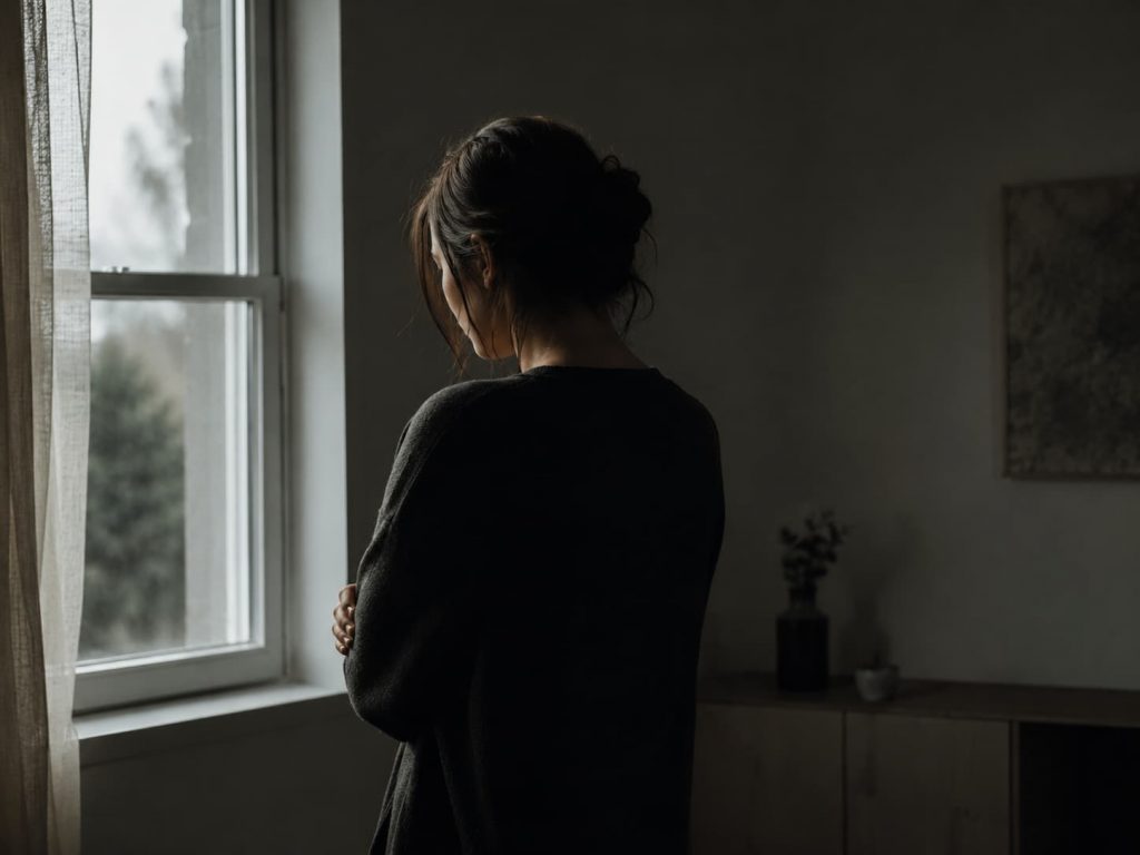 Person standing alone at a window symbolizing the emotional distance common in avoidant attachment style