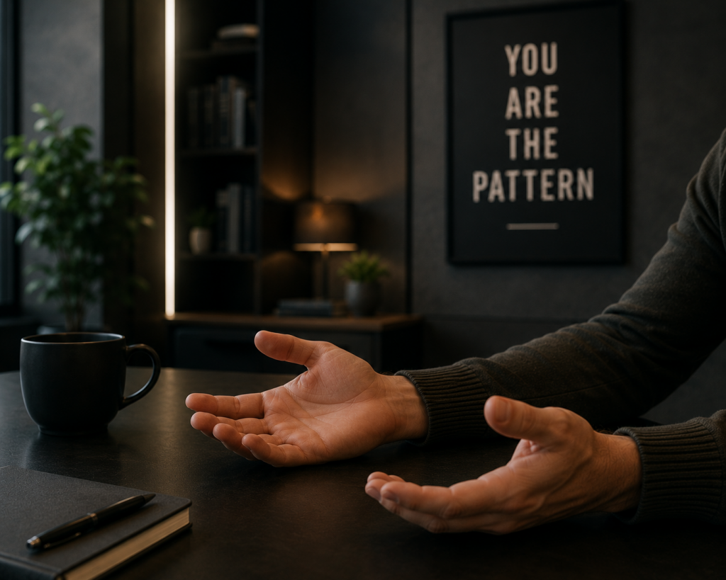 two hands open and relaxed, resting on a table, representing calm, regulated presence after practicing emotional regulation skills